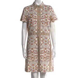 Tory Burch Shirtdress White Floral Print Short Sleeve with Collar